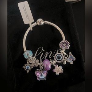 Linx Snake Chain Bracelet with Purple and Blue Themed Charms